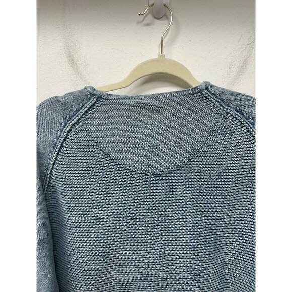 Carbon2Cobalt waterman Blue Button Henley knit textured Sweater sunwashed L - Picture 8 of 9